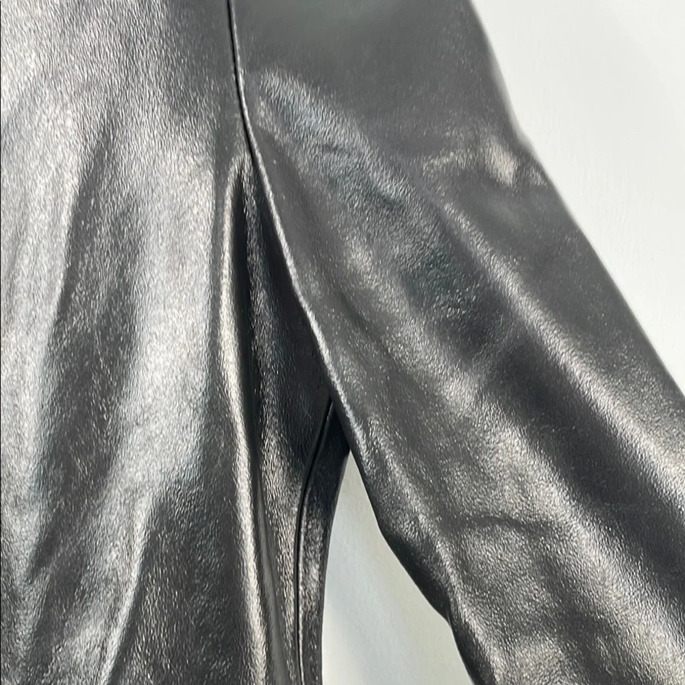 b+ab Black 100%‎ Genuine Leather Blazer Jacket Horse Print Lining Size 38
